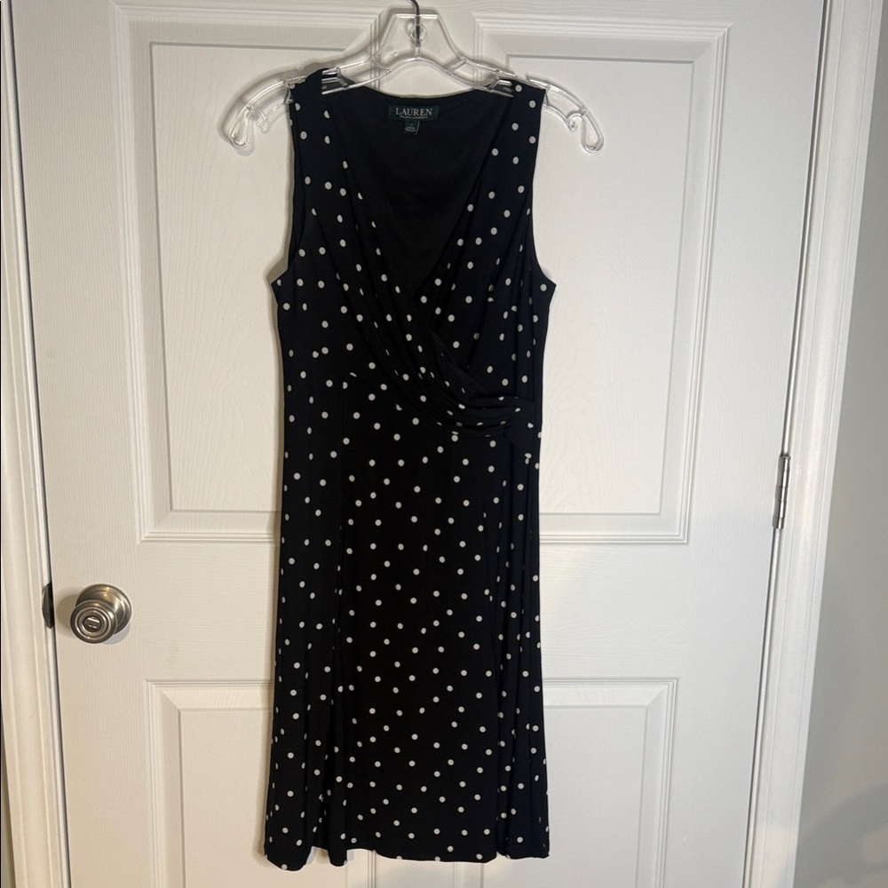 Lauren Ralph Lauren Black Polka Dot Midi Dress